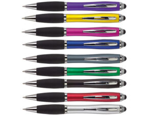 Ballpoint Pen With Rubber Grip And Stylus
