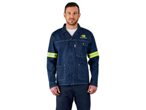 Cast Premium 100% Cotton Denim Jacket - Reflective Arms - Yellow Tape