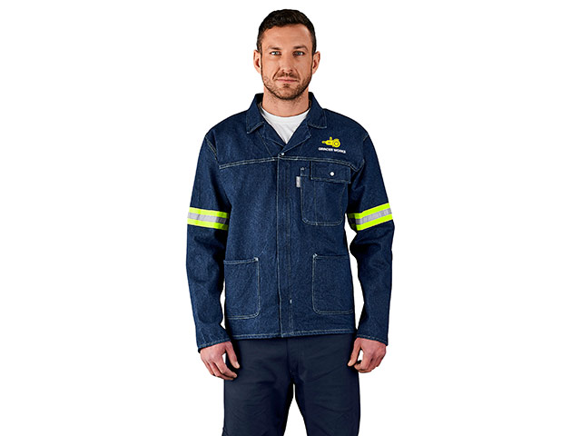 Cast Premium 100% Cotton Denim Jacket - Reflective Arms - Yellow Tape