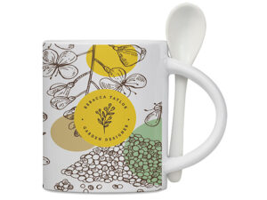 Eden Sublimation Ceramic Coffee Mug And Spoon Set - 320Ml