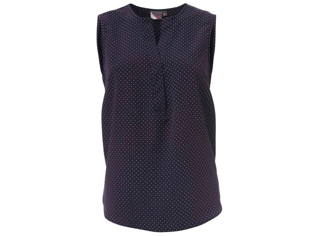 K222 Ladies Sleeveless Kaylee Blouse With Placket- Polka Dot Print - Image 2