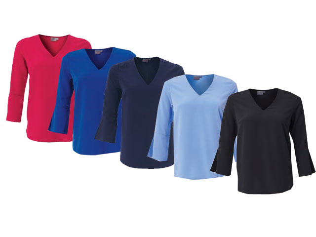 K225 Ladies 3/4 Fluted Sleeve Sienna Blouse - Plain Koshibo - Image 2