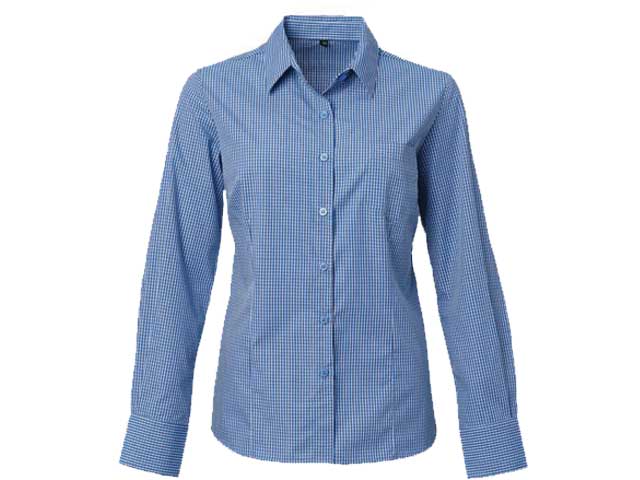 K239 Ladies Carlo Galucci Tivoli Check Long Sleeve Blouse - Image 2