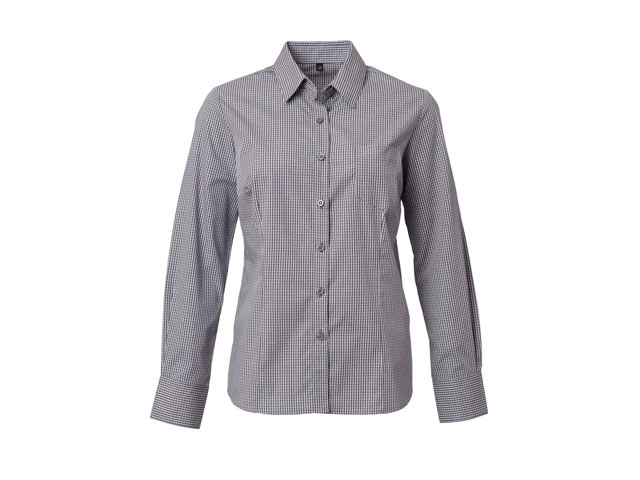 K239 Ladies Carlo Galucci Tivoli Check Long Sleeve Blouse - Image 3