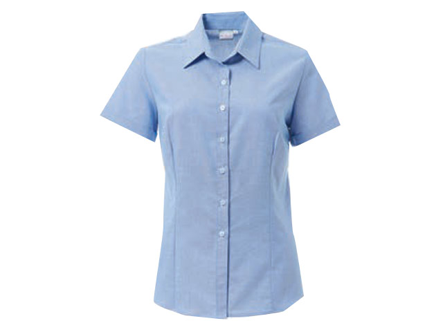 K373 Ladies Oxford Short Sleeve Amber Blouse - Image 2