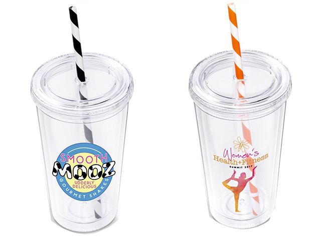 Malibu Double-Wall Plastic Tumbler And Straw - 470Ml - Image 3