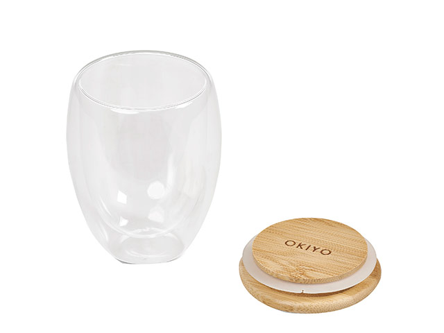 Okiyo Moco Glass And Bamboo Double-Wall Cup - 350Ml - Image 2