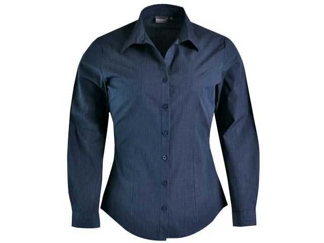 Roselina Blouse Long Sleeve - Check 1 - Navy - Image 4