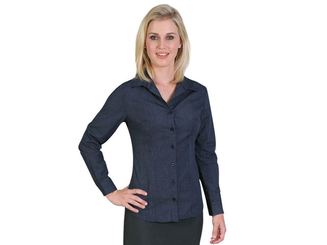 Roselina Blouse Long Sleeve - Check 1 - Navy