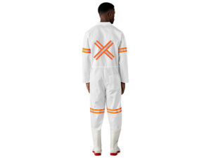 Safety Polycotton Boiler Suit - Reflective Arms Legs and Back - Orange Tape