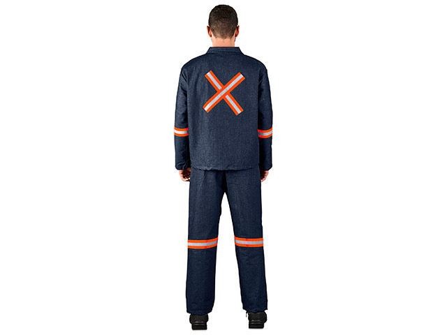Vintage 100 Percent Cotton Denim Conti Suit - Reflective Arms, Legs and Back - Orange Tape - Image 3