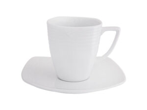 Arctic White Square Tall Cup And Saucer