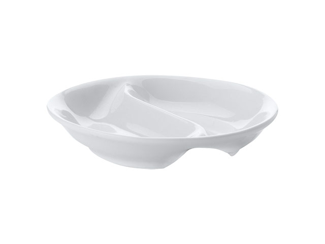White Basics Round Divided Sauce Dish